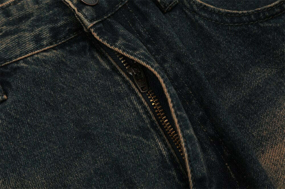 Vintage Wash Relaxed Fit Jeans: Y2K Fashion with Coquette Aesthetic & Grunge Vibes