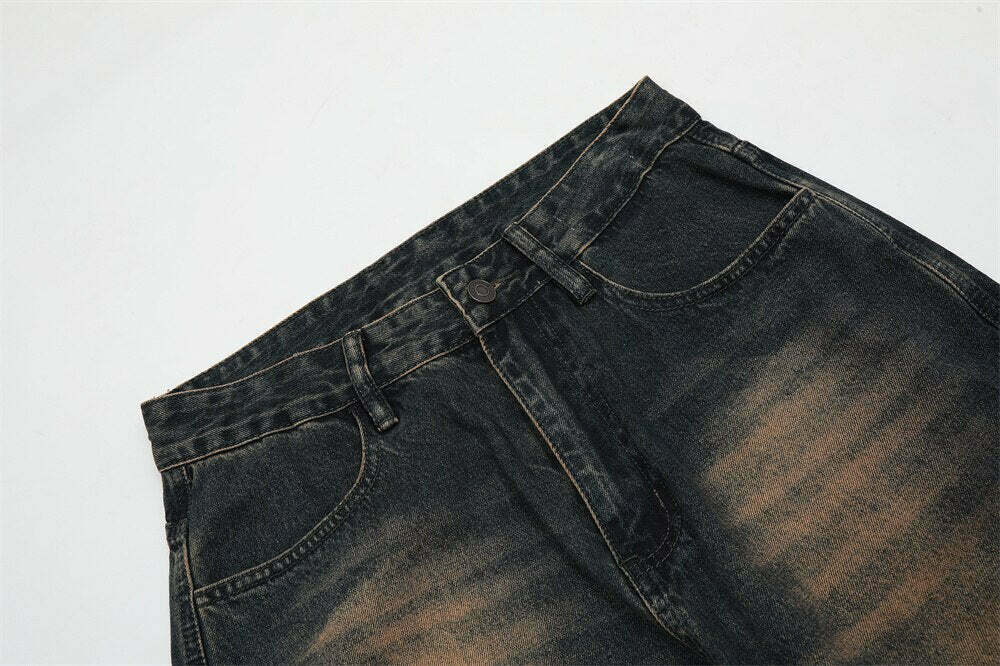 Vintage Wash Relaxed Fit Jeans: Y2K Fashion with Coquette Aesthetic & Grunge Vibes