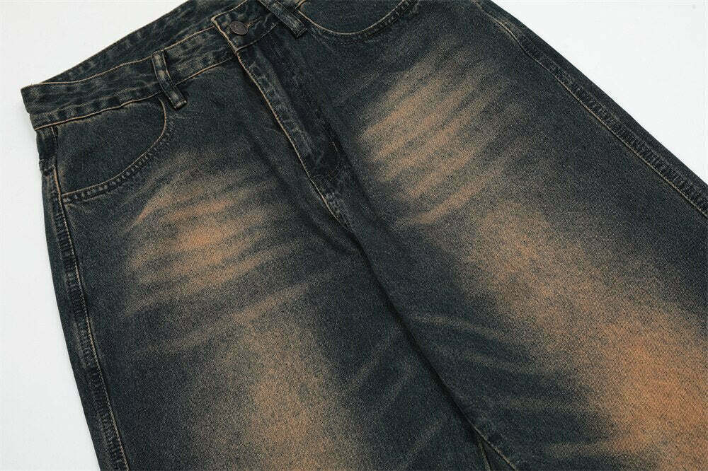 Vintage Wash Relaxed Fit Jeans: Y2K Fashion with Coquette Aesthetic & Grunge Vibes