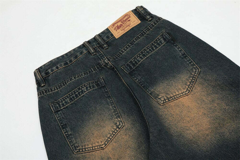 Vintage Wash Relaxed Fit Jeans: Y2K Fashion with Coquette Aesthetic & Grunge Vibes