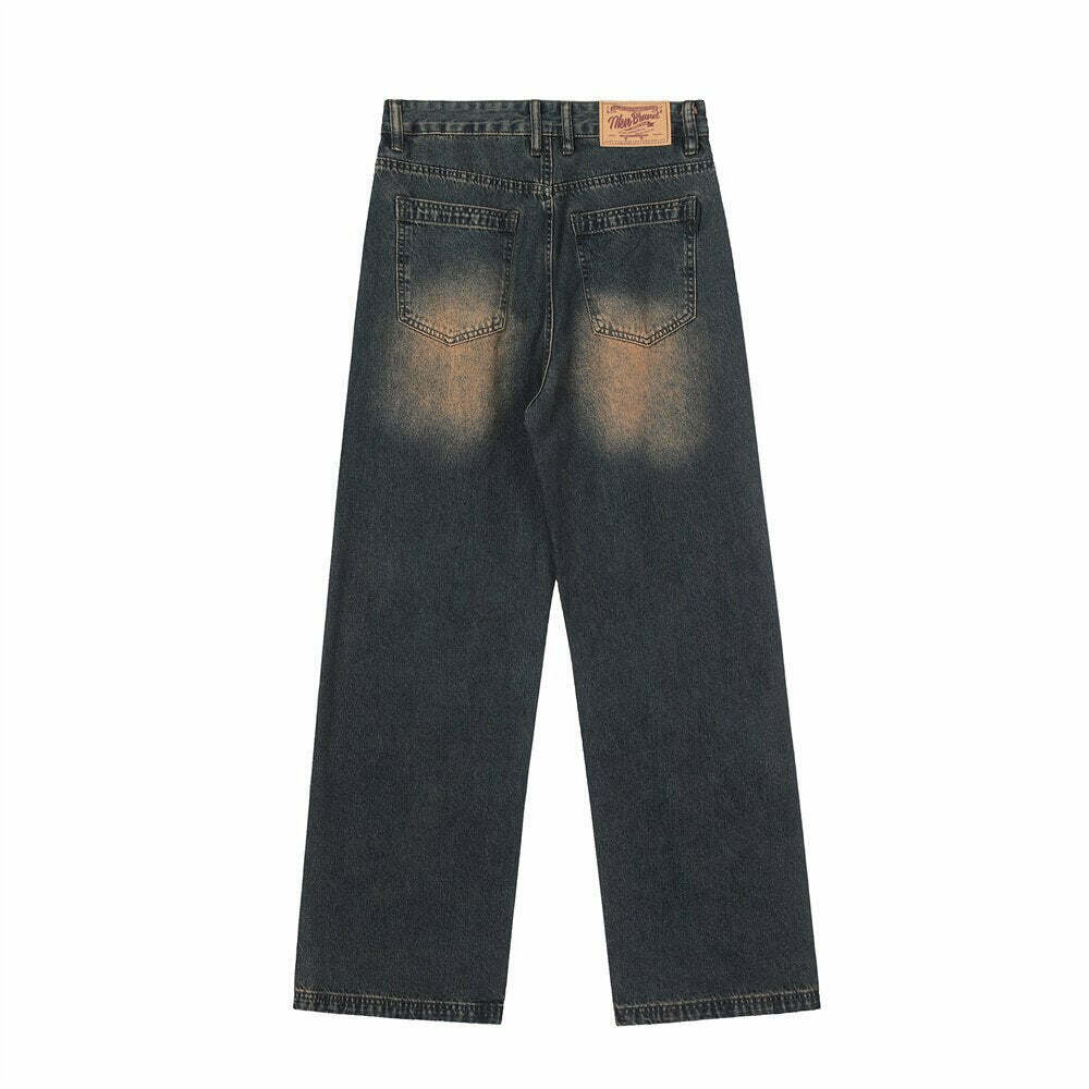 Vintage Wash Relaxed Fit Jeans: Y2K Fashion with Coquette Aesthetic & Grunge Vibes