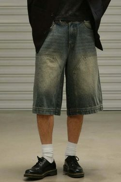 Vintage Wash Workwear Cargo Skirt - Y2K Aesthetic Grunge Style for Women