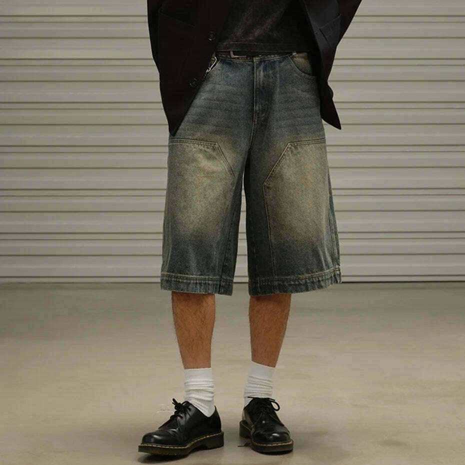 Vintage Wash Workwear Cargo Skirt - Y2K Aesthetic Grunge Style for Women