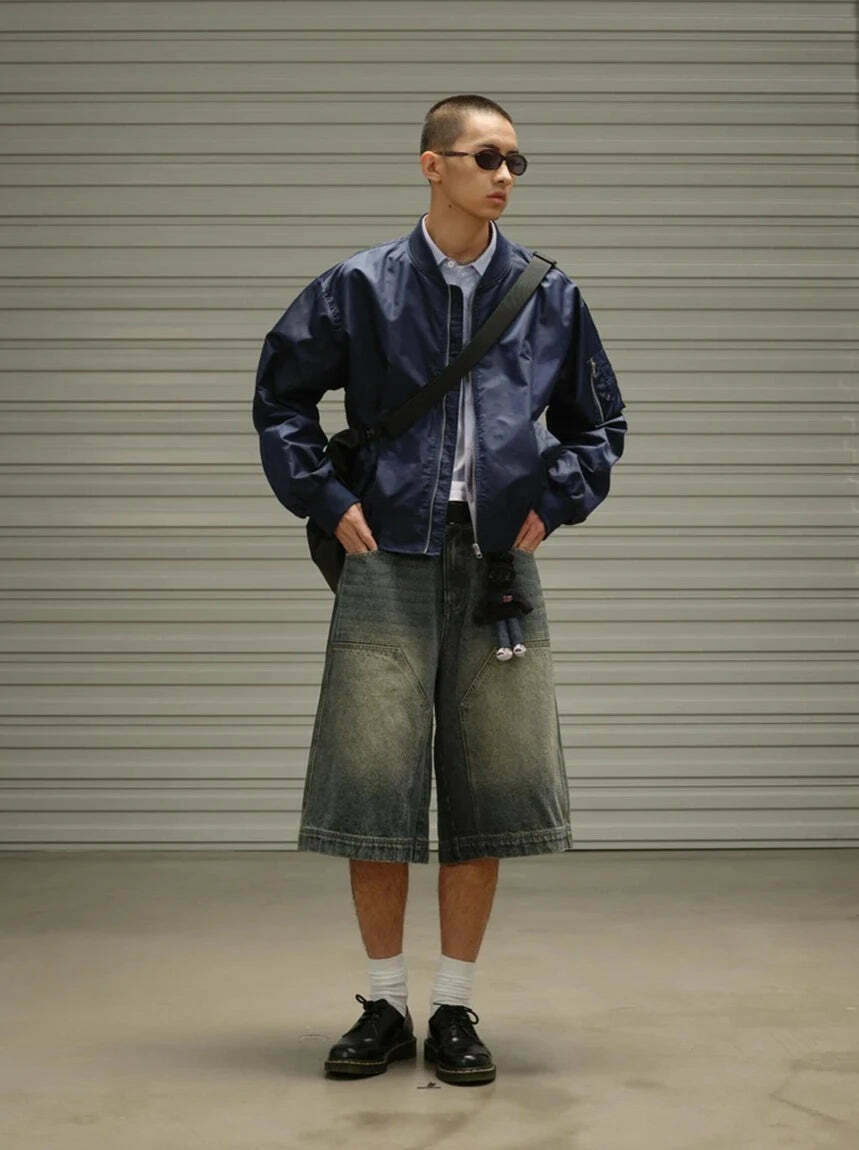 Vintage Wash Workwear Cargo Skirt - Y2K Aesthetic Grunge Style for Women
