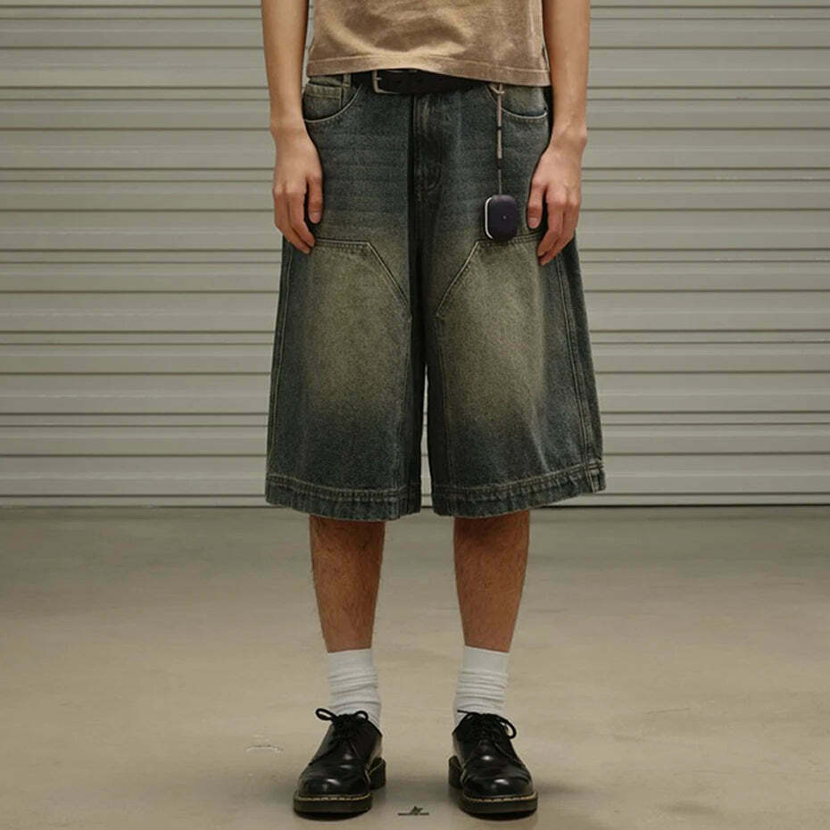 Vintage Wash Workwear Cargo Skirt - Y2K Aesthetic Grunge Style for Women