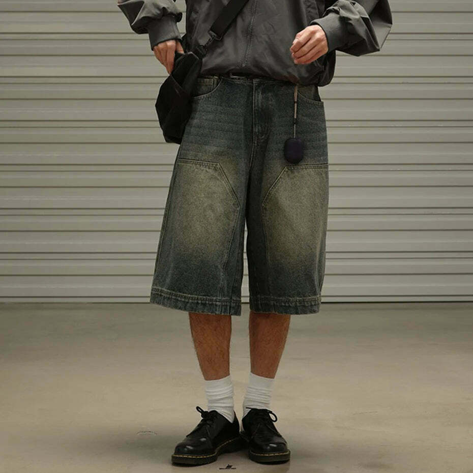 Vintage Wash Workwear Cargo Skirt - Y2K Aesthetic Grunge Style for Women