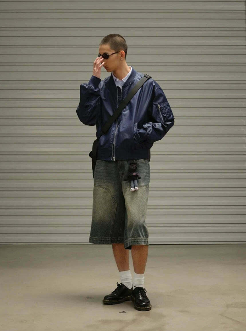 Vintage Wash Workwear Cargo Skirt - Y2K Aesthetic Grunge Style for Women