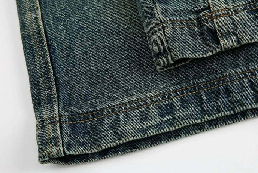 Vintage Wash Workwear Cargo Skirt - Y2K Aesthetic Grunge Style for Women