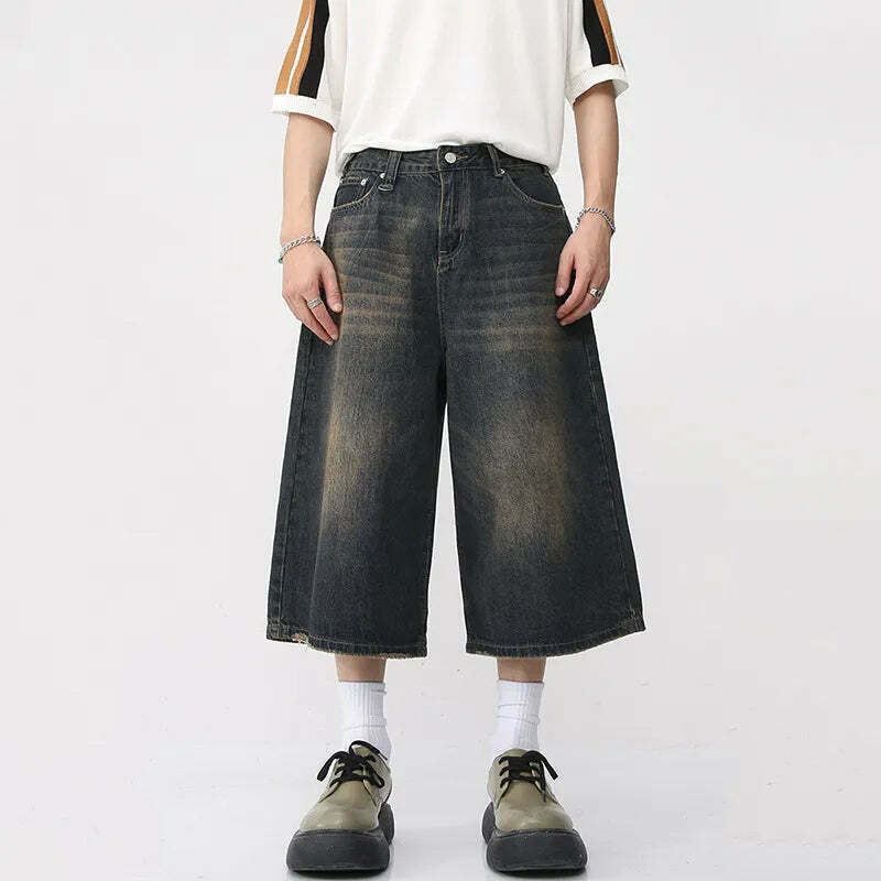 Vintage Washed Baggy Denim Shorts for a Nostalgic Y2K Aesthetic