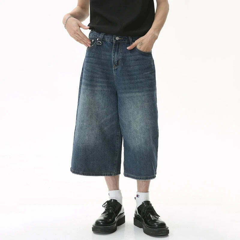 Vintage Washed Baggy Denim Shorts for a Nostalgic Y2K Aesthetic