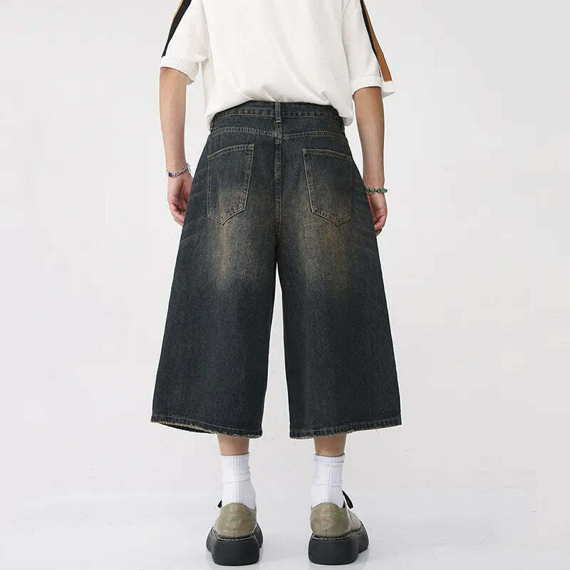Vintage Washed Baggy Denim Shorts for a Nostalgic Y2K Aesthetic