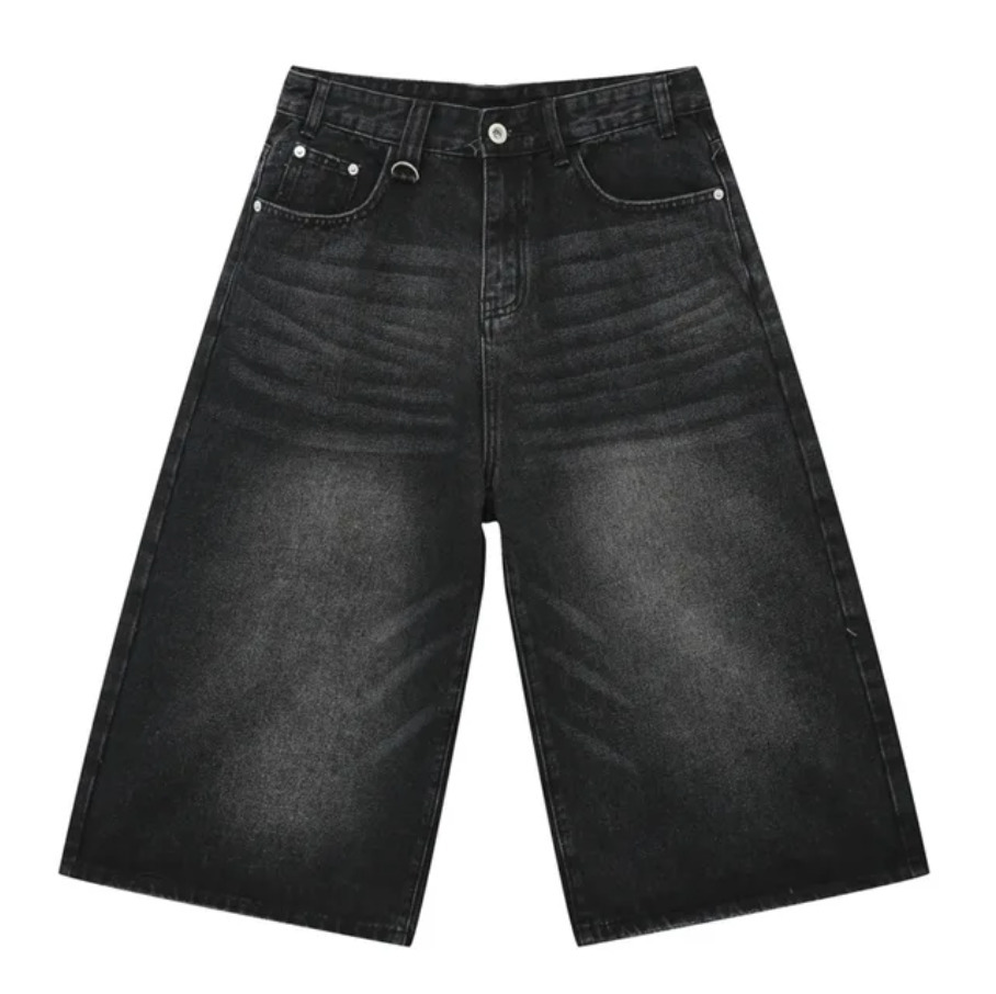 Vintage Washed Baggy Denim Shorts for a Nostalgic Y2K Aesthetic