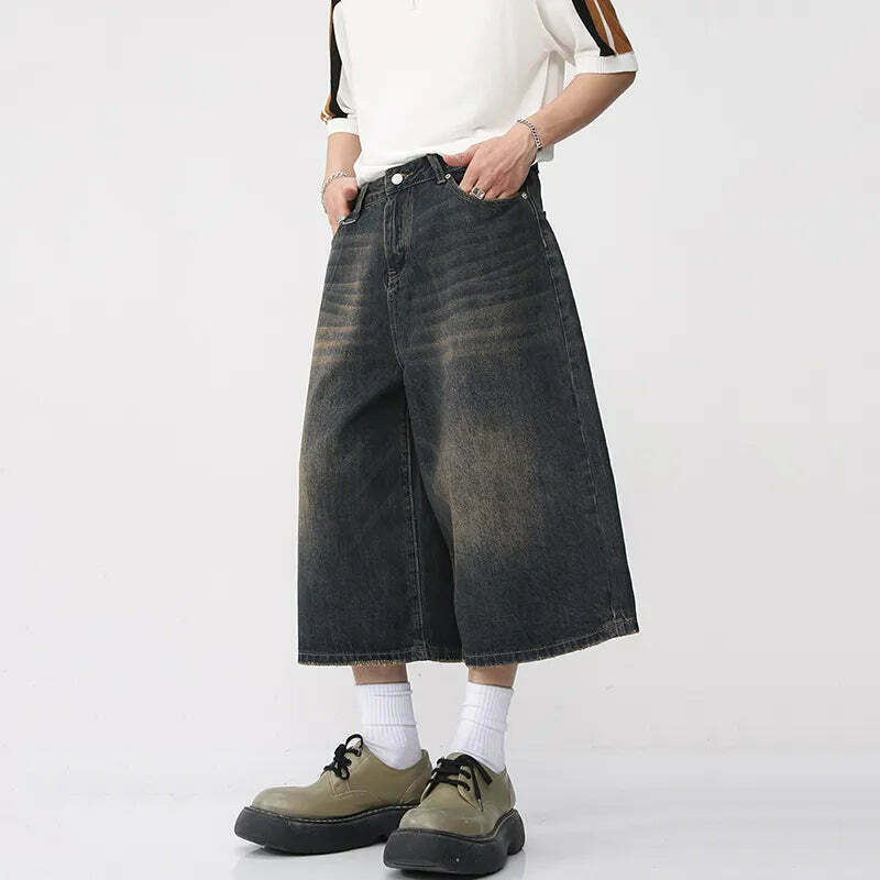 Vintage Washed Baggy Denim Shorts for a Nostalgic Y2K Aesthetic