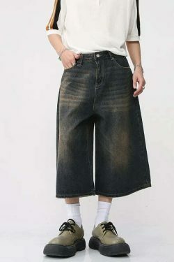 Vintage Washed Baggy Denim Shorts for a Nostalgic Y2K Aesthetic