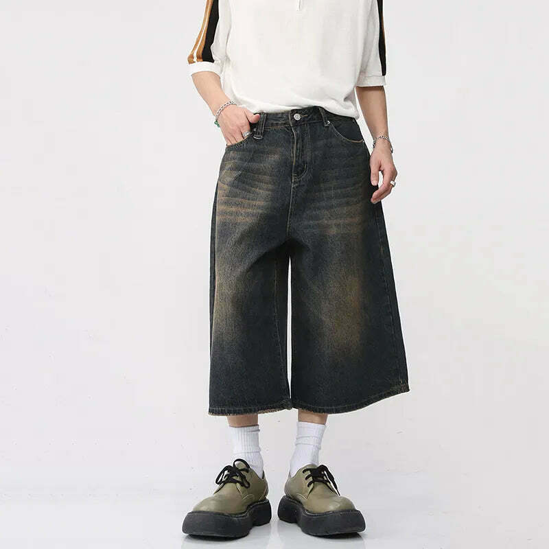 Vintage Washed Baggy Denim Shorts for a Nostalgic Y2K Aesthetic