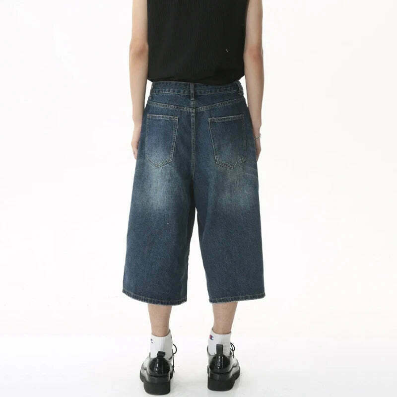 Vintage Washed Baggy Denim Shorts for a Nostalgic Y2K Aesthetic