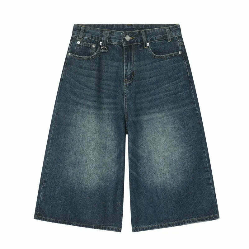 Vintage Washed Baggy Denim Shorts for a Nostalgic Y2K Aesthetic