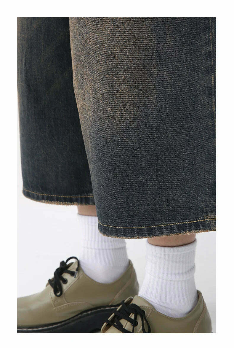 Vintage Washed Baggy Denim Shorts for a Nostalgic Y2K Aesthetic