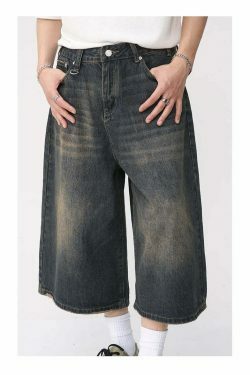 Vintage Washed Baggy Denim Shorts for a Nostalgic Y2K Aesthetic