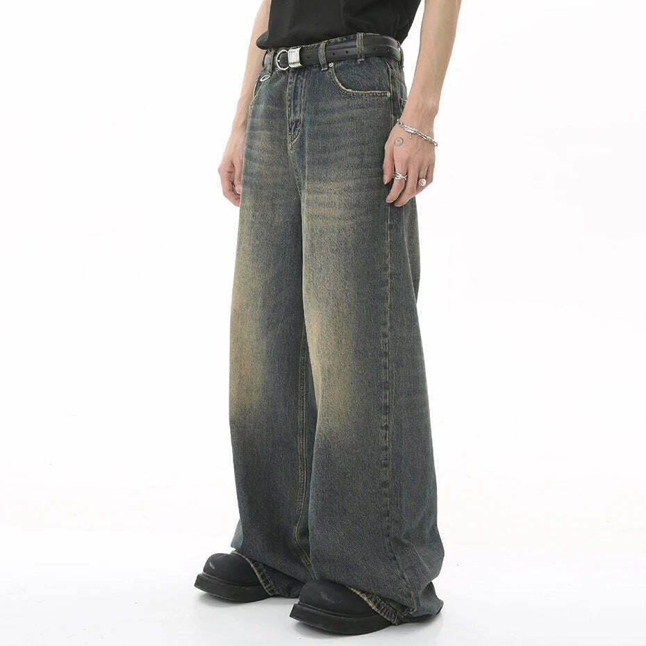 Vintage Washed Baggy Jeans: Y2K Aesthetic Denim - Coquette & Grunge