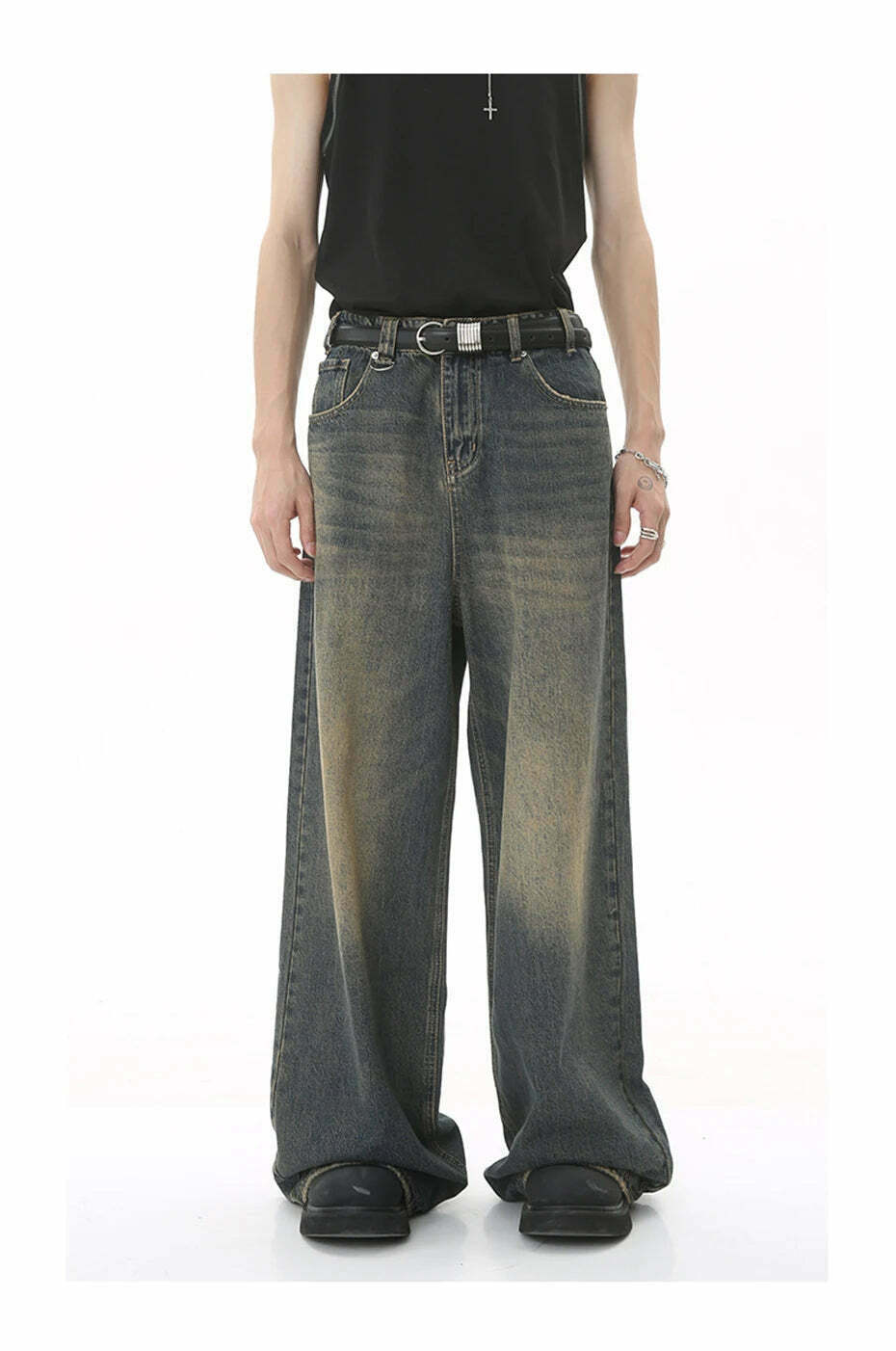 Vintage Washed Baggy Jeans: Y2K Aesthetic Denim - Coquette & Grunge