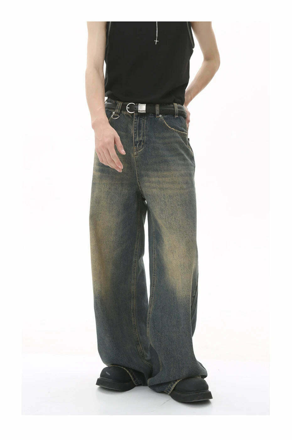 Vintage Washed Baggy Jeans: Y2K Aesthetic Denim - Coquette & Grunge