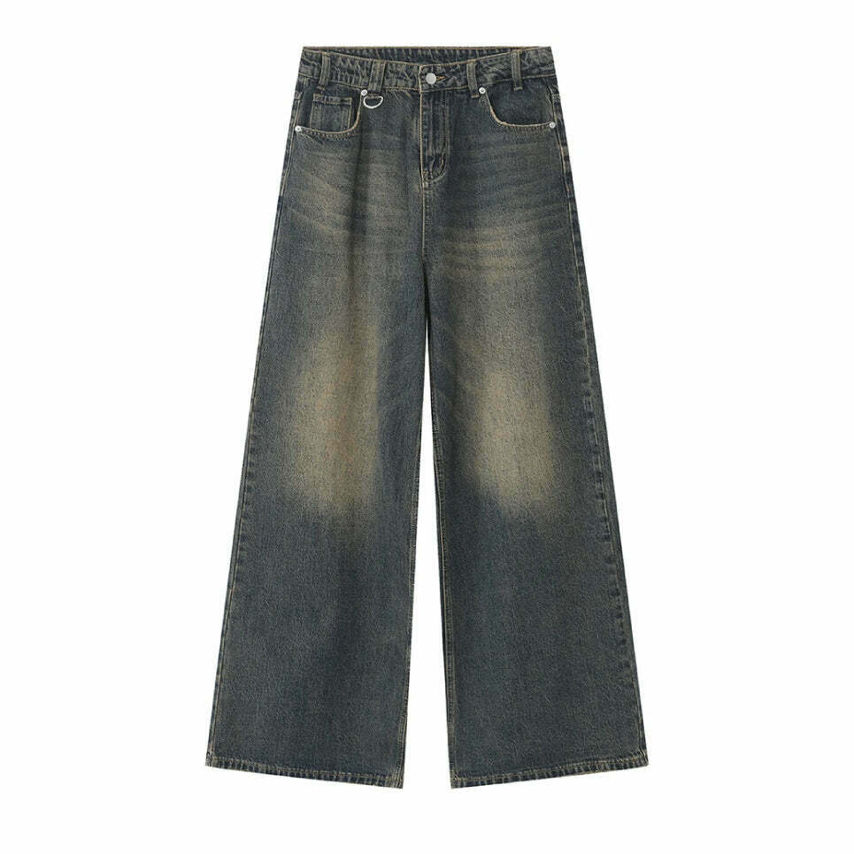 Vintage Washed Baggy Jeans: Y2K Aesthetic Denim - Coquette & Grunge