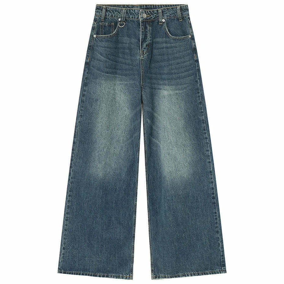 Vintage Washed Baggy Jeans: Y2K Aesthetic Denim - Coquette & Grunge