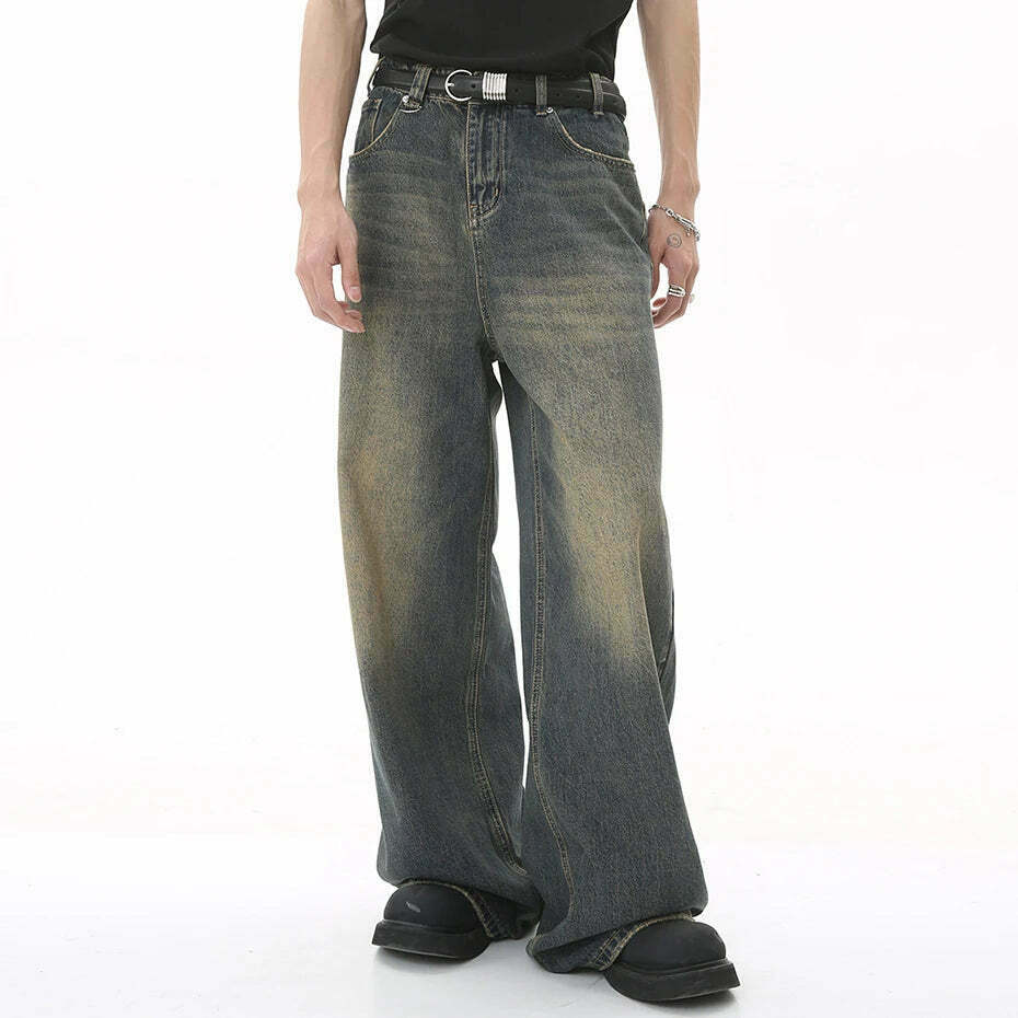 Vintage Washed Baggy Jeans: Y2K Aesthetic Denim - Coquette & Grunge