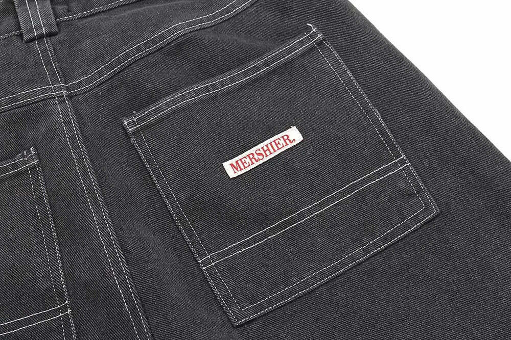 Vintage Washed Black Carpenter Jorts - Y2K Fashion Aesthetic with Grunge & Coquette Vibes