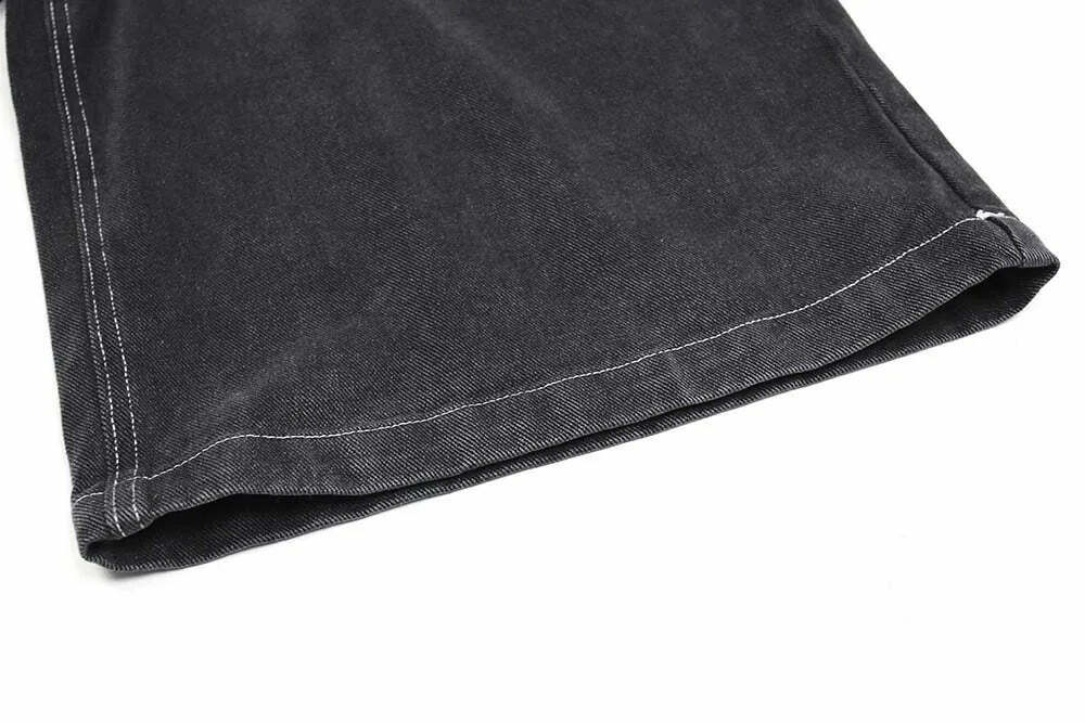 Vintage Washed Black Carpenter Jorts - Y2K Fashion Aesthetic with Grunge & Coquette Vibes