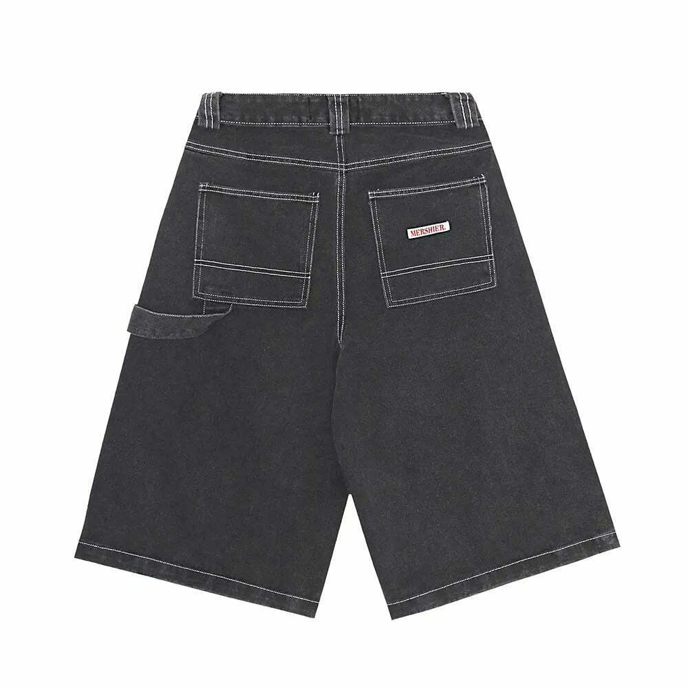 Vintage Washed Black Carpenter Jorts - Y2K Fashion Aesthetic with Grunge & Coquette Vibes
