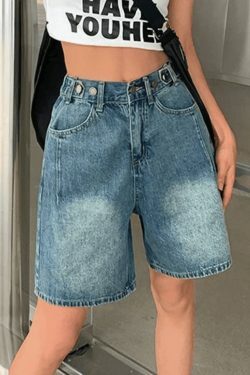 Vintage Washed Blue Denim Shorts: Y2K Fashion Staple for Women's Coquette Aesthetic