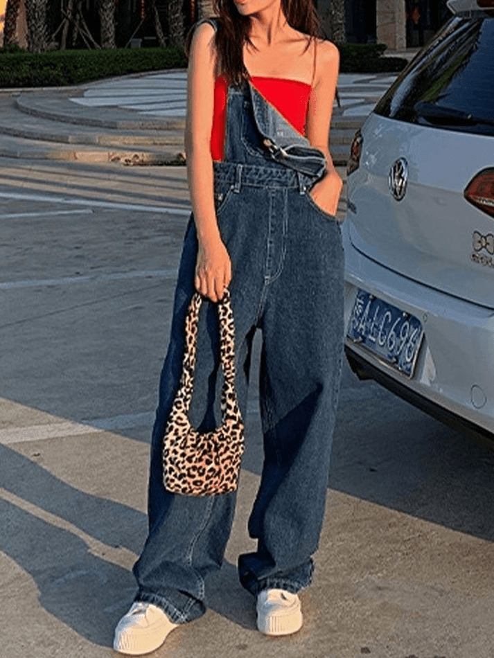 Vintage Washed Boyfriend Denim Overall - Y2K Fashion Staple for Women's Coquette Aesthetic