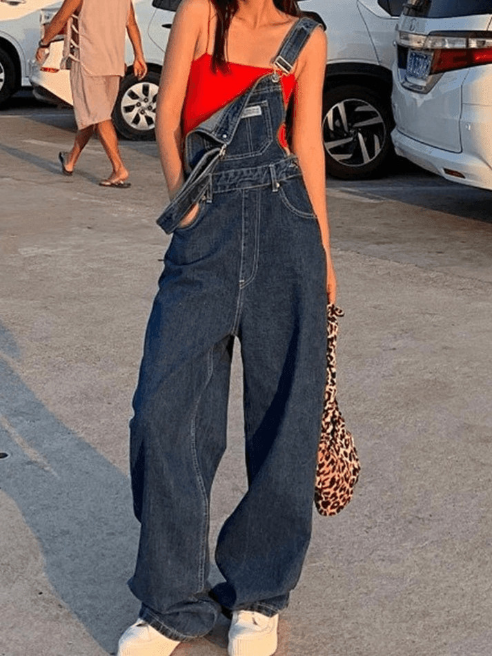 Vintage Washed Boyfriend Denim Overall - Y2K Fashion Staple for Women's Coquette Aesthetic