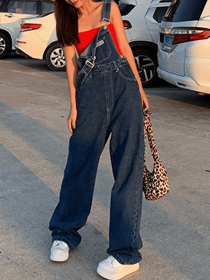Vintage Washed Boyfriend Denim Overall - Y2K Fashion Staple for Women's Coquette Aesthetic