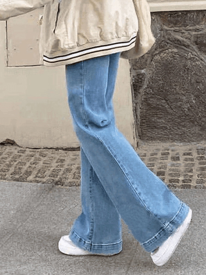 Vintage Washed Boyfriend Jeans: Y2K Aesthetic Mid-Waist Denim for Women's Fashion