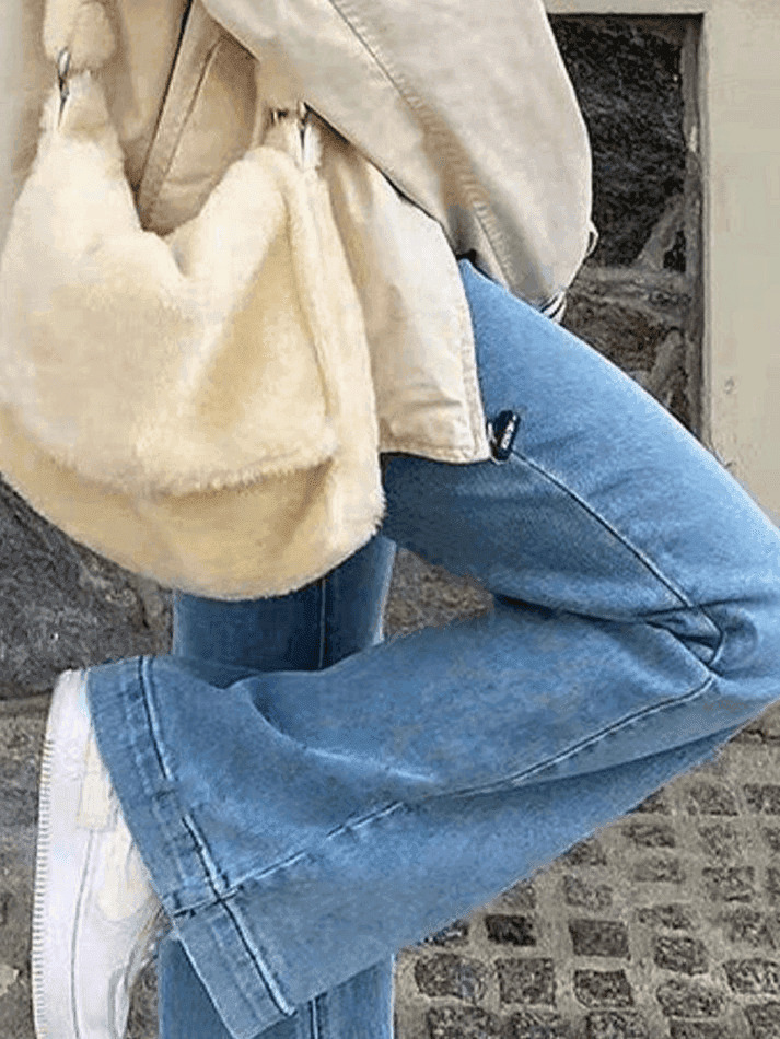 Vintage Washed Boyfriend Jeans: Y2K Aesthetic Mid-Waist Denim for Women's Fashion