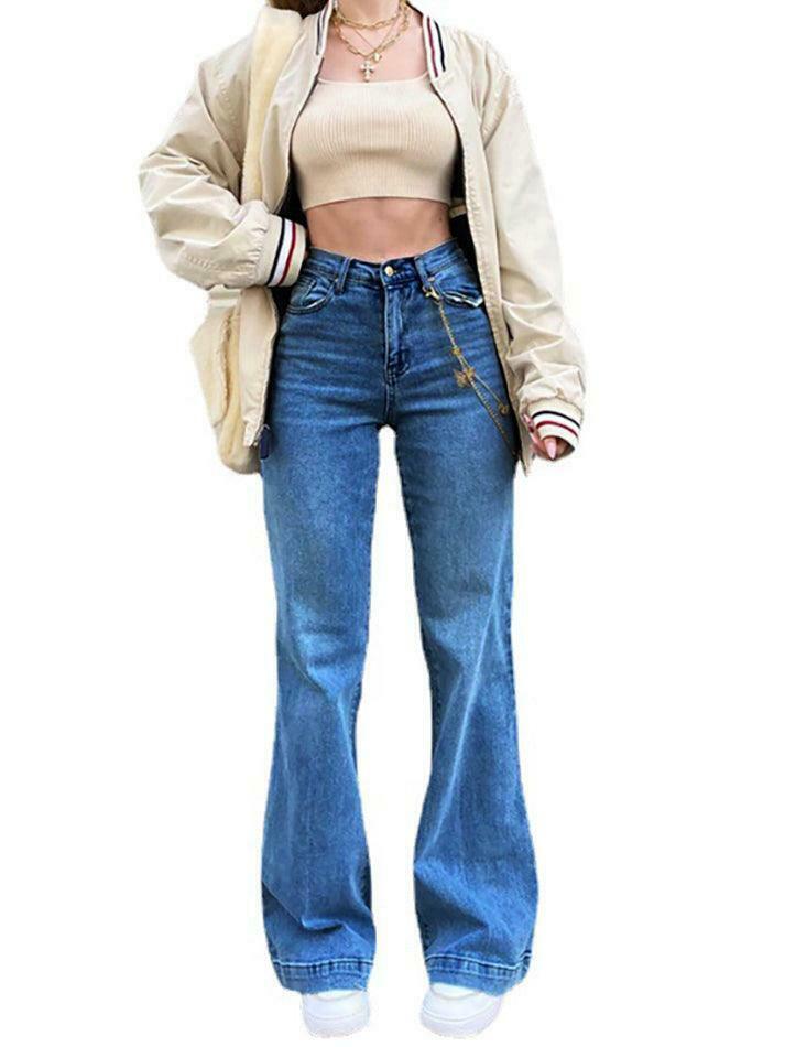 Vintage Washed Boyfriend Jeans: Y2K Aesthetic Mid-Waist Denim for Women's Fashion