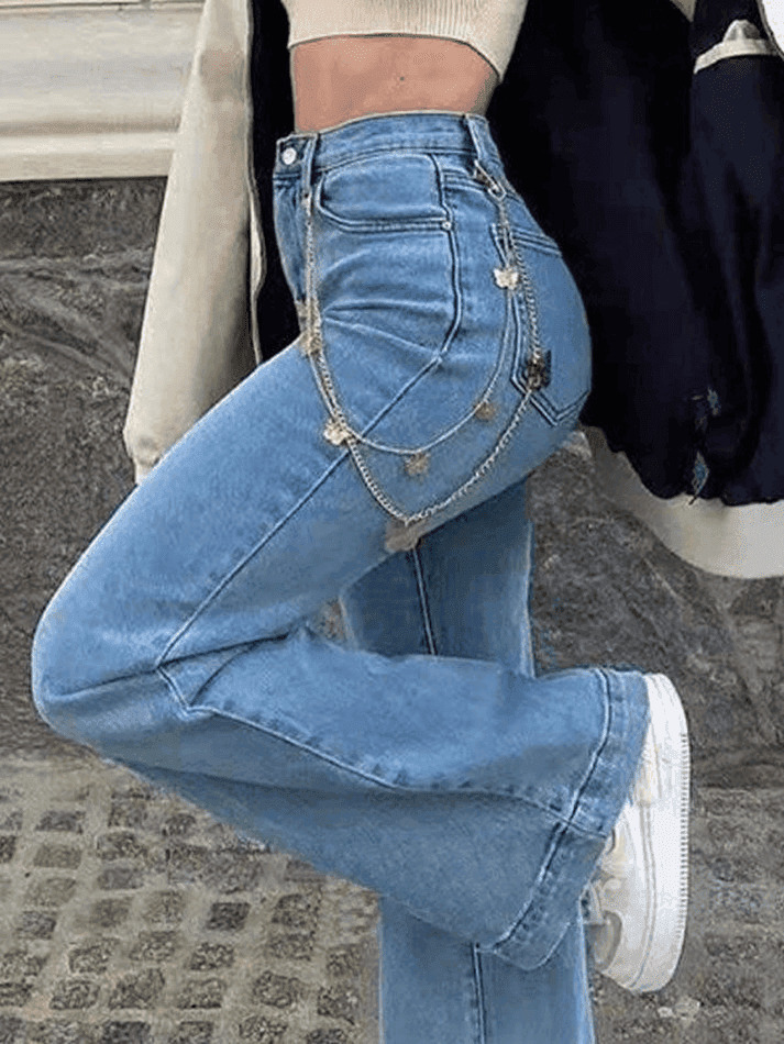 Vintage Washed Boyfriend Jeans: Y2K Aesthetic Mid-Waist Denim for Women's Fashion
