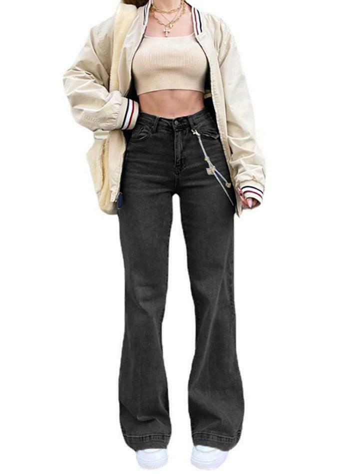 Vintage Washed Boyfriend Jeans: Y2K Aesthetic Mid-Waist Denim for Women's Fashion
