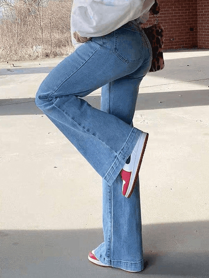 Vintage Washed Boyfriend Jeans: Y2K Aesthetic Mid-Waist Denim for Women's Fashion