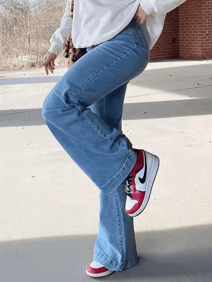 Vintage Washed Boyfriend Jeans: Y2K Aesthetic Mid-Waist Denim for Women's Fashion