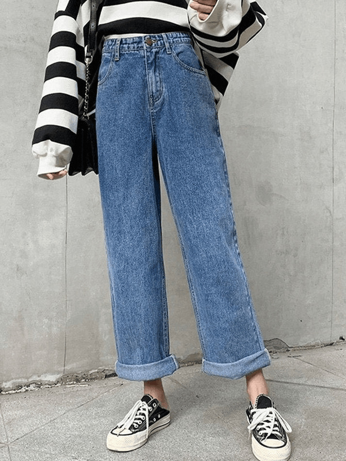 Vintage Washed Boyfriend Jeans: Y2K Fashion Staple for Women's Coquette Aesthetic Outfits