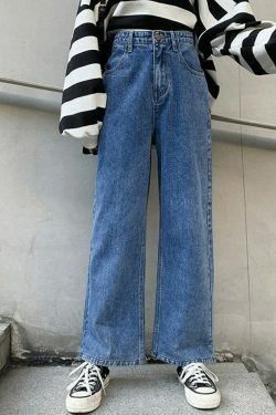 Vintage Washed Boyfriend Jeans: Y2K Fashion Staple for Women's Coquette Aesthetic Outfits