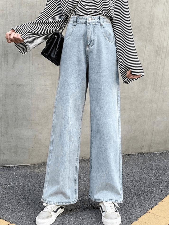 Vintage Washed Boyfriend Jeans: Y2K Fashion Staple for Women's Coquette Aesthetic Outfits
