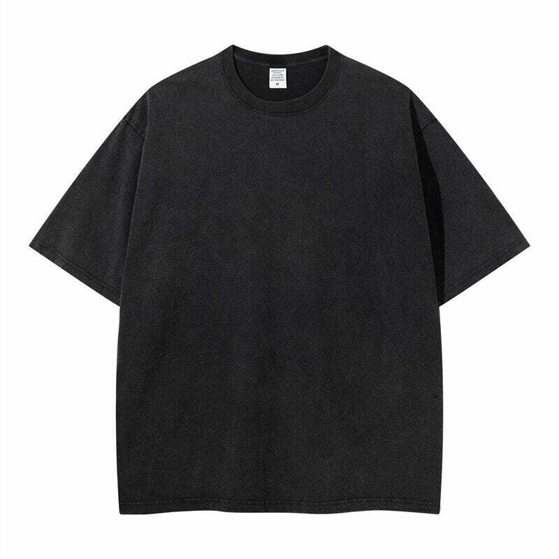 Vintage Washed Cotton Tee: Y2K Aesthetic Grunge Style Coquette Fashion Cute Tops
