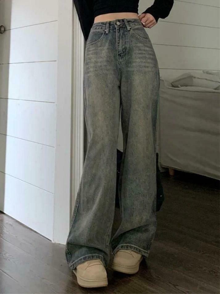 Vintage Washed Distressed High Rise Boyfriend Jeans - Y2K Fashion Aesthetic for Women
