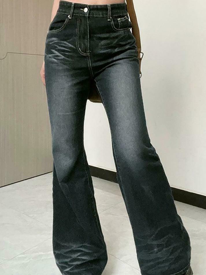 Vintage Washed Flared Jeans: Y2K Fashion with Coquette & Grunge Aesthetics