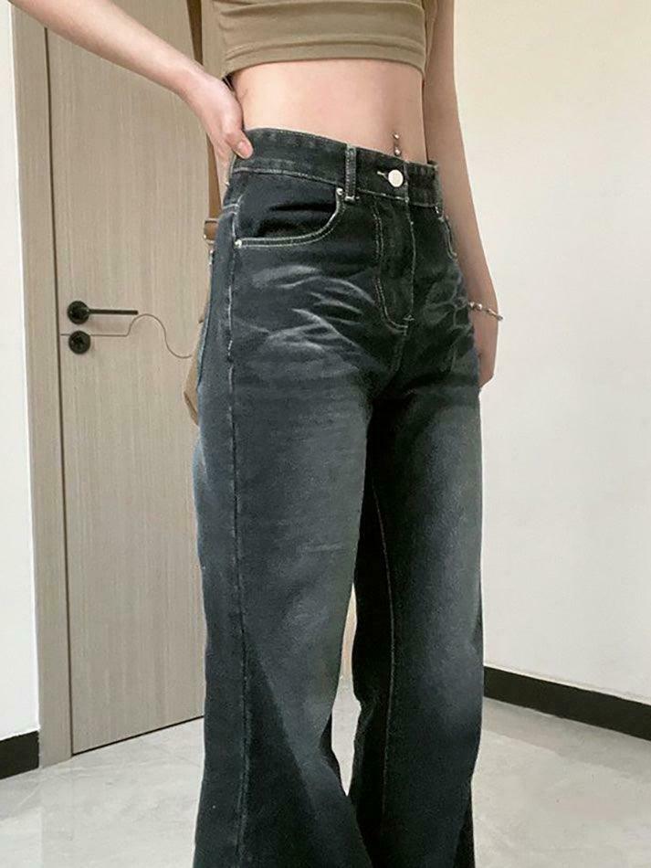 Vintage Washed Flared Jeans: Y2K Fashion with Coquette & Grunge Aesthetics